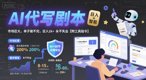 AI代写剧本，市场巨大，单子做不完，日入1k+ 永不失业【附工具指令】 - 猎人社区-猎人社区
