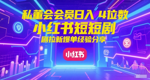 私董会会员日入4位数小红书红果短剧拉新爆单经验分享-猎人社区