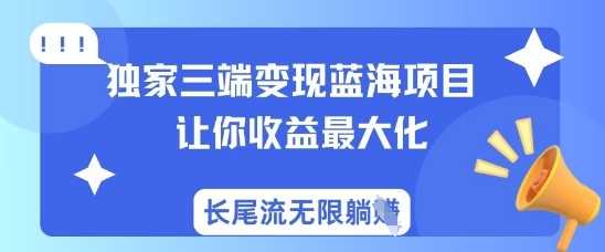 独家三端变现蓝海项目，让你收益最大化，长尾流无限躺挣 - 猎人社区-猎人社区