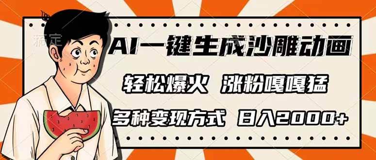 AI一键生成沙雕动画，单视频破千万播放，多种变现方式，日入2000+ - 猎人社区-猎人社区