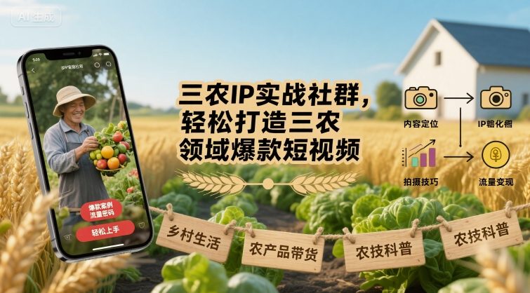 三农IP实战社群，轻松打造三农领域爆款短视频 - 猎人社区-猎人社区