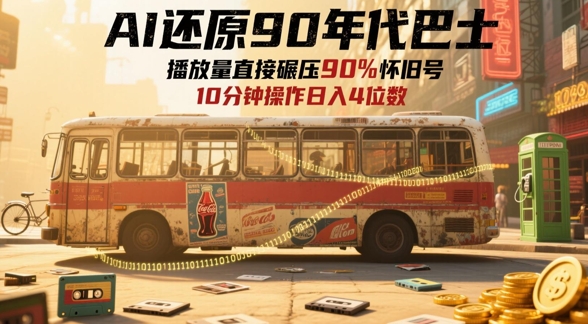 AI还原90年代巴士，一帧就让70后泪崩，播放量直接碾压90%怀旧号，每天操作十分钟，日入四位数 - 猎人社区-猎人社区