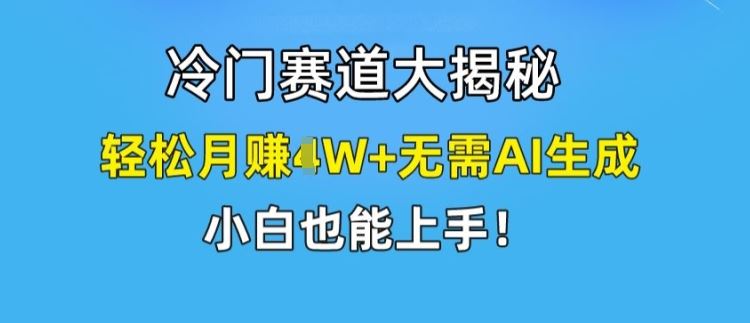 冷门赛道大揭秘，轻松月赚1W+无需AI生成，小白也能上手【揭秘】 - 猎人社区-猎人社区