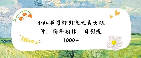 小红书男粉引流项目之美女账号6，简单制作，条条爆款原创，不违规-猎人社区