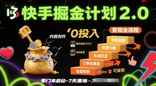 快手掘金计划2.0，快手电商变现全流程，简单可复制，0投入 - 猎人社区-猎人社区