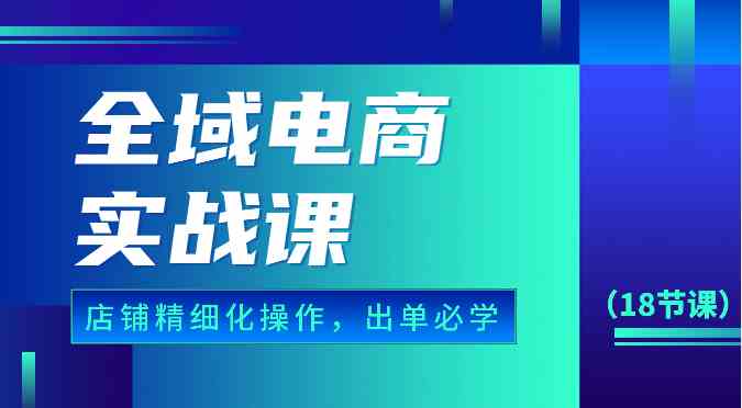 全域电商实战课，个人店铺精细化操作流程，出单必学内容（18节课）-猎人社区