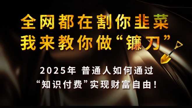 全网都在割你韭菜，我来教你做镰刀,2025普通人如何通过知识付费，实现财F自由【揭秘】-猎人社区
