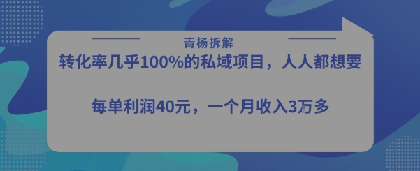 转化率最高的私域项目，每单利润40-50米，月入过1w-猎人社区