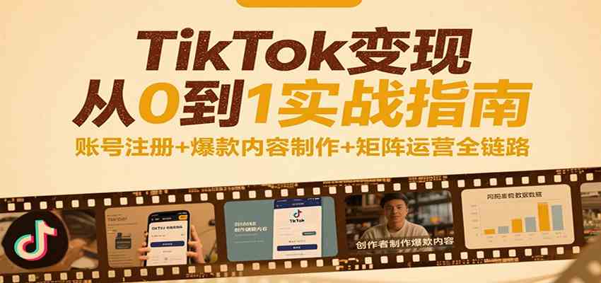 TikTok变现从0到1实战指南：账号注册+爆款内容制作+矩阵运营全链路 - 猎人社区-猎人社区