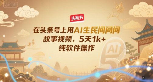 在头条号上用AI生民间故事视频，5天1k+，纯软件操作 - 猎人社区-猎人社区