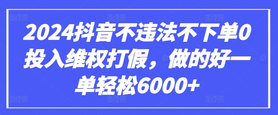 2024抖音不违法不下单0投入维权打假，做的好一单轻松6000+【仅揭秘】 - 猎人社区-猎人社区