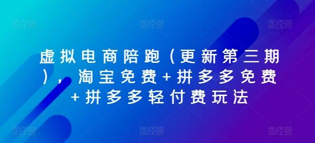 虚拟电商陪跑(更新第三期)，淘宝免费+拼多多免费+拼多多轻付费玩法 - 猎人社区-猎人社区