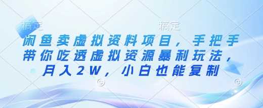 闲鱼卖虚拟资料项目，手把手带你吃透虚拟资源暴利玩法，月入2W，小白也能复制 - 猎人社区-猎人社区
