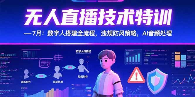 无人直播技术特训-7月：数字人搭建全流程，违规防风策略，AI音频处理 - 猎人社区-猎人社区