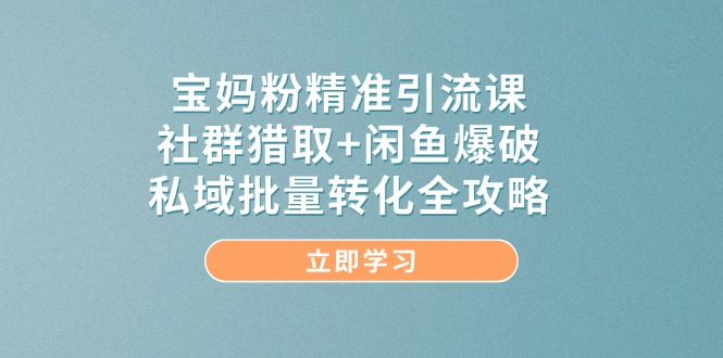 宝妈粉精准引流课，社群猎取+闲鱼爆破，私域批量转化全攻略 - 猎人社区-猎人社区