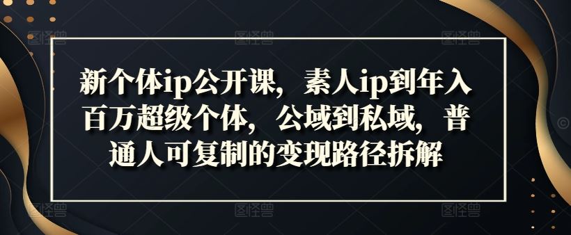 新个体ip公开课，素人ip到年入百万超级个体，公域到私域，普通人可复制的变现路径拆解 - 猎人社区-猎人社区