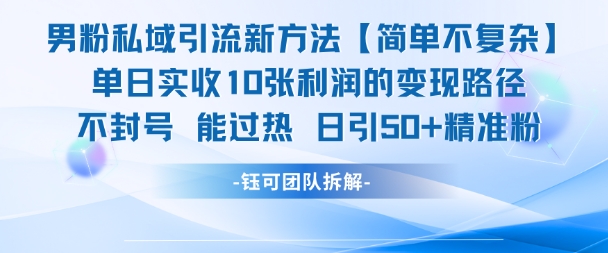 男粉私域引流新方法，单日收10张利润，日引流50+精准粉 - 猎人社区-猎人社区