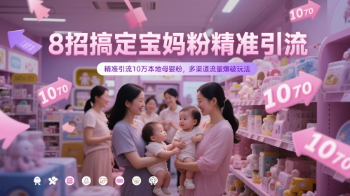 8招搞定宝妈粉精准引流，精准引流10万本地母婴粉，多渠道流量爆破玩法 - 猎人社区-猎人社区