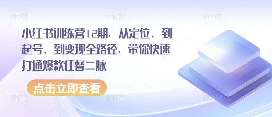 小红书训练营12期，从定位、到起号、到变现全路径，带你快速打通爆款任督二脉 - 猎人社区-猎人社区
