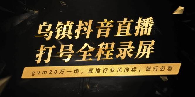 乌镇抖音直播打号全程录屏，gvm20万一场，直播行业风向标，懂行必看 - 猎人社区-猎人社区