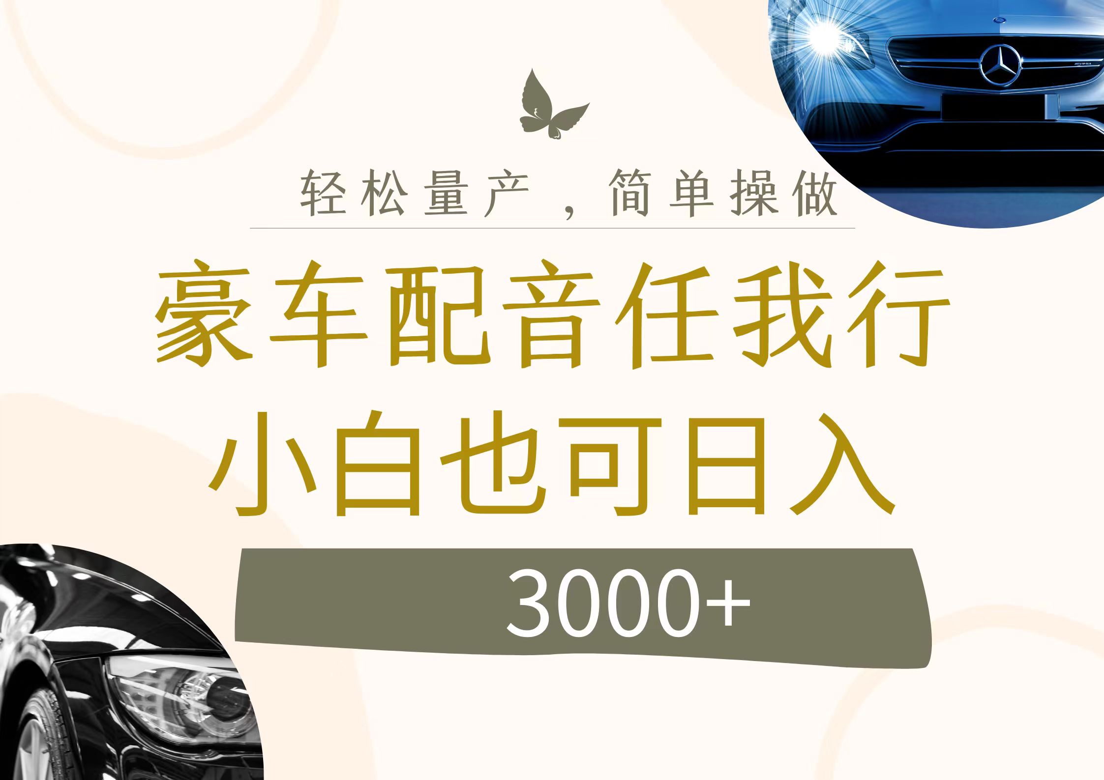 不为人知的暴力小项目，豪车配音，日入3000+-猎人社区