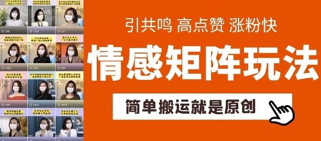 简单搬运，情感矩阵玩法，涨粉速度快，可带货，可起号【揭秘】-猎人社区
