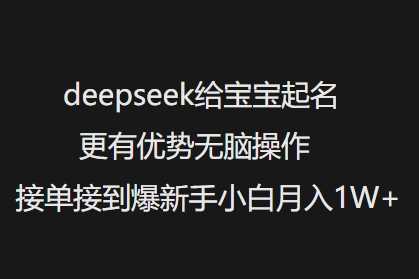 deepseek给宝宝起名更有优势无脑操作接单接到爆新手小白月入1W+ - 猎人社区-猎人社区