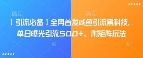 【引流必备】全网首发咸鱼引流黑科技，单日曝光引流500+，附矩阵玩法【揭秘】-猎人社区