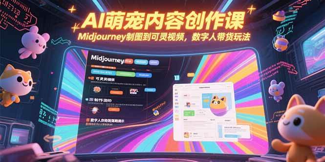 AI萌宠内容创作课，Midjourney制图到可灵视频，数字人带货玩法 - 猎人社区-猎人社区