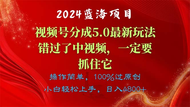 2024蓝海项目，视频号分成计划5.0最新玩法，错过了中视频，一定要抓住…-猎人社区