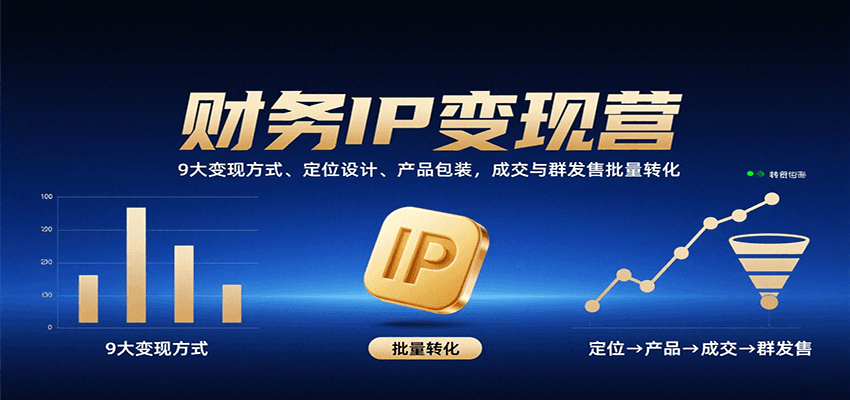 财务IP变现营：9大变现方式、定位设计、产品包装，成交与群发售批量转化 - 猎人社区-猎人社区