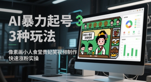 AI暴力起号3种玩法，像素画小人食堂贵妃搞笑视频制作，快速涨粉实操 - 猎人社区-猎人社区