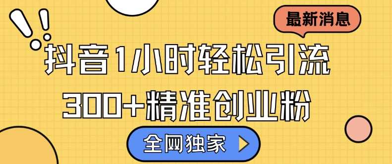 全网独家抖音引流，轻松日引300+精准创业粉【揭秘】-猎人社区