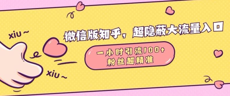 微信版知乎，超隐蔽流量入口1小时引流100人，粉丝质量超高【揭秘】-猎人社区