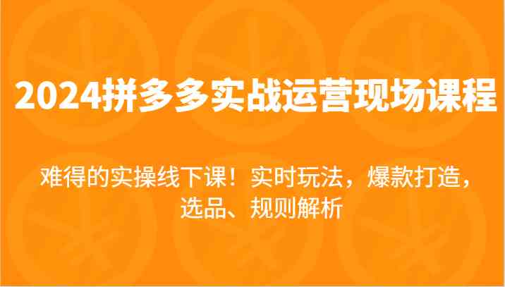 2024拼多多实战运营现场课，实时玩法，爆款打造，选品、规则解析，难得的实操线下课！ - 猎人社区-猎人社区