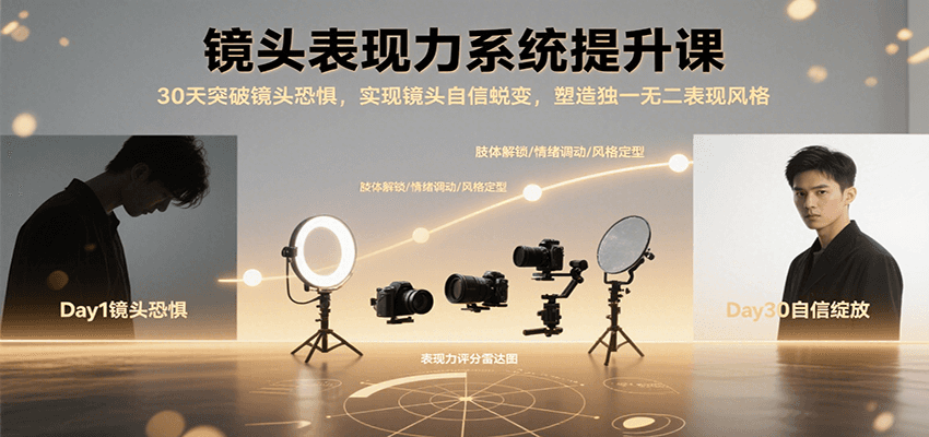 镜头表现力系统提升课，30天突破镜头恐惧实现自信蜕变，塑造独一无二表现风格 - 猎人社区-猎人社区