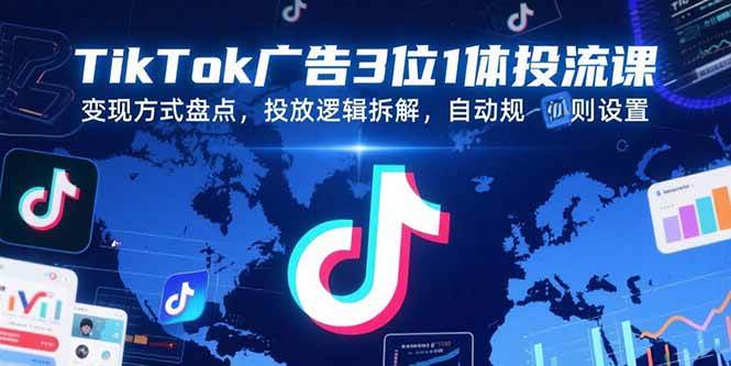TikTok广告3位1体投流课，变现方式盘点，投放逻辑拆解，自动规则设置 - 猎人社区-猎人社区