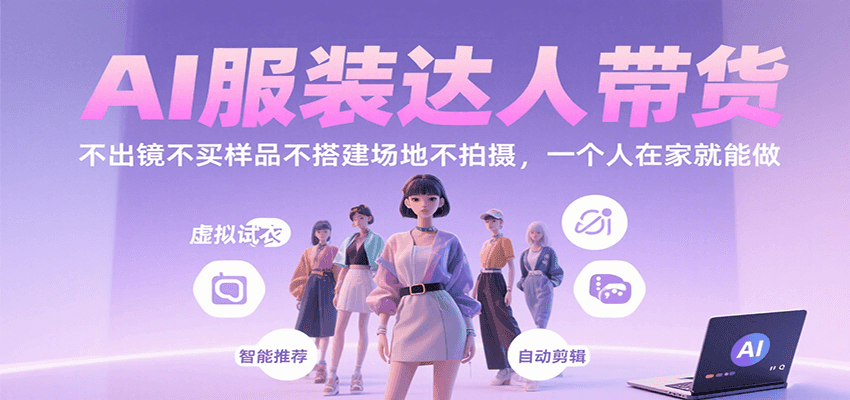 AI服装达人带货，不出镜不买样品不搭建场地不拍摄，一个人在家就能做 - 猎人社区-猎人社区