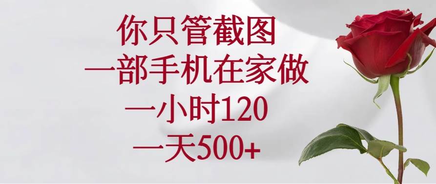 你只管截图，一部手机在家做，一小时120，一天500+ - 猎人社区-猎人社区