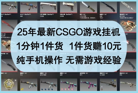 25年最新CSGO游戏挂G，1分钟1件货，1件货挣10元，纯手机操作，无需游戏经验【揭秘】 - 猎人社区-猎人社区
