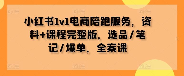 小红书1v1电商陪跑服务，资料+课程完整版，选品/笔记/爆单，全案课 - 猎人社区-猎人社区