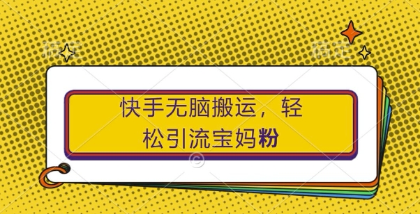 快手无脑搬运，轻松引流宝妈粉，纯小白轻松上手【揭秘】 - 猎人社区-猎人社区