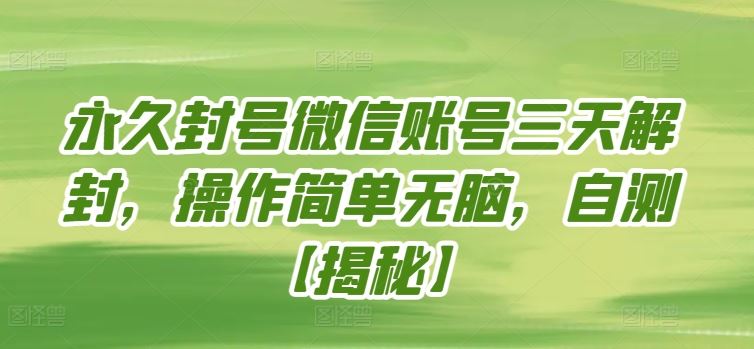 永久封号微信账号三天解封，操作简单无脑，自测【揭秘】 - 猎人社区-猎人社区