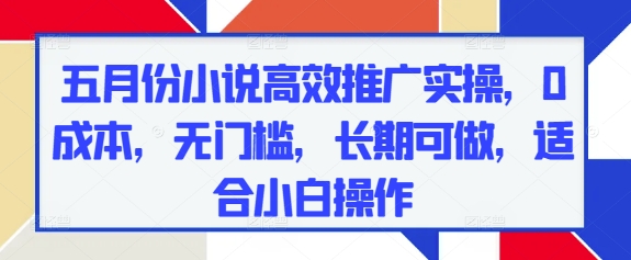 五月份小说高效推广实操，0成本，无门槛，长期可做，适合小白操作 - 猎人社区-猎人社区