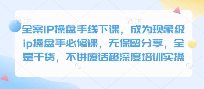 全案IP操盘手线下课，成为现象级ip操盘手必修课，无保留分享，全是干货，不讲废话超深度培训实操 - 猎人社区-猎人社区