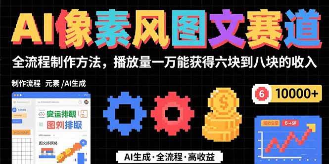 AI像素风图文赛道：全流程制作方法，播放量一万能获得6块到8块的收入 - 猎人社区-猎人社区