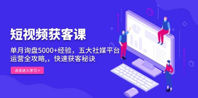 短视频获客课，单月询盘5000+经验，五大社媒平台运营全攻略,，快速获客… - 猎人社区-猎人社区