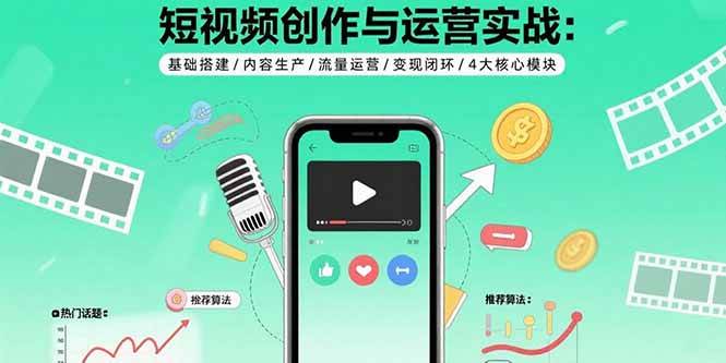 短视频创作与运营实战：基础搭建/内容生产/流量运营/变现闭环/4大核心模块 - 猎人社区-猎人社区