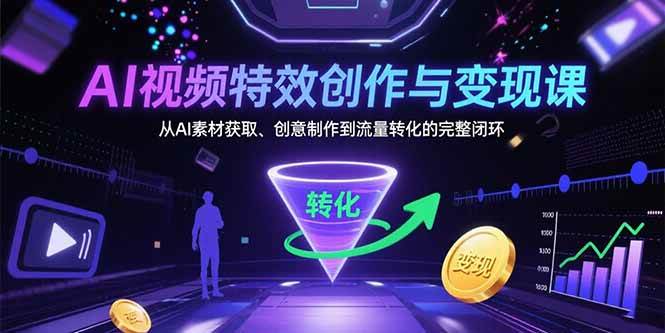 AI视频特效创作与变现课：从AI素材获取、创意制作到流量转化的完整闭环 - 猎人社区-猎人社区