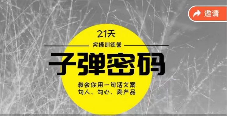 《子弹密码训练营》-用一句话文案勾人勾心卖产品，21天学到顶尖文案大师策略和技巧 - 猎人社区-猎人社区